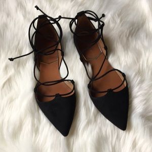Black lace up flats
